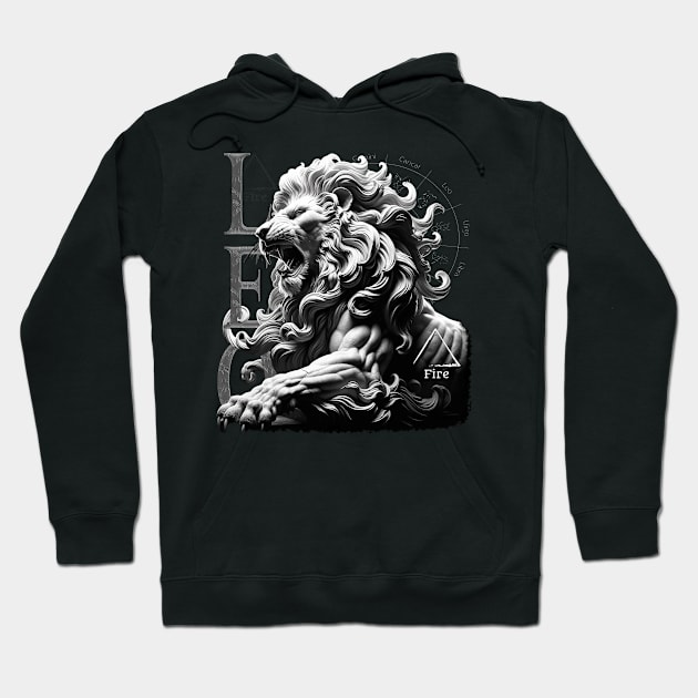 Majestic Leo Zodiac Sign & Fire Element Artwork Hoodie by Deadpan Couture